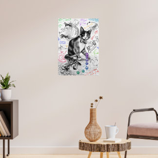 Affiche Chat Étudier la gravité W