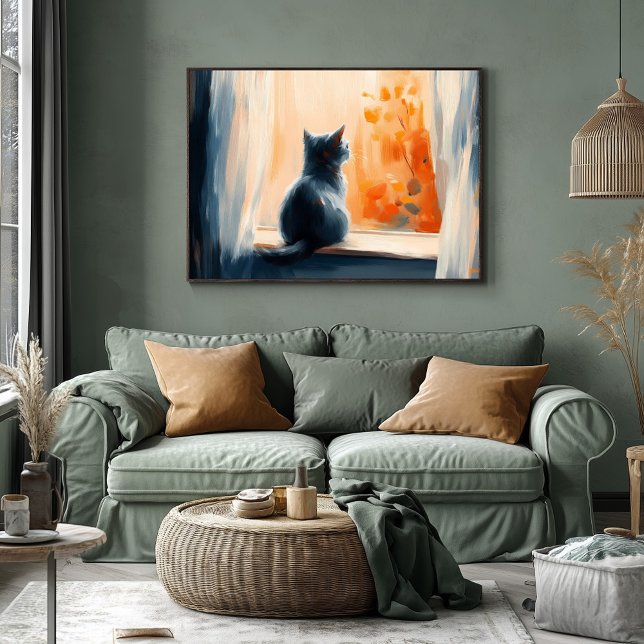 Affiche Chat fauve près de la fenêtre – Tranquillité perso (Créateur téléchargé)