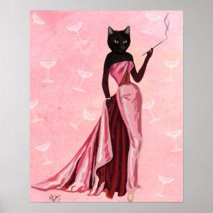 Affiche Chat flamand en rose