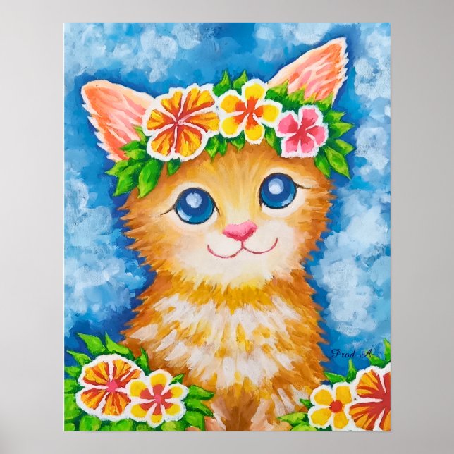 Affiche Chat Floral★ (Devant)