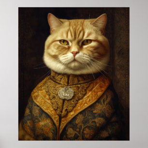 Affiche Chat Fluffy Renaissance