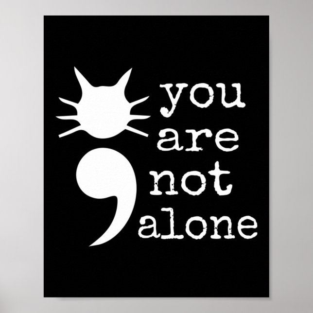 Affiche Chat Forme Semicolon Cadeau de Prévention du Suici (Devant)
