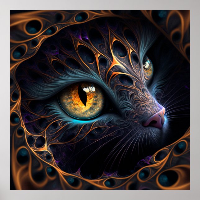 Affiche Chat fractal (Devant)