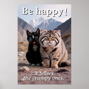 Affiche Chat gai contre Chat grumpy - Humour