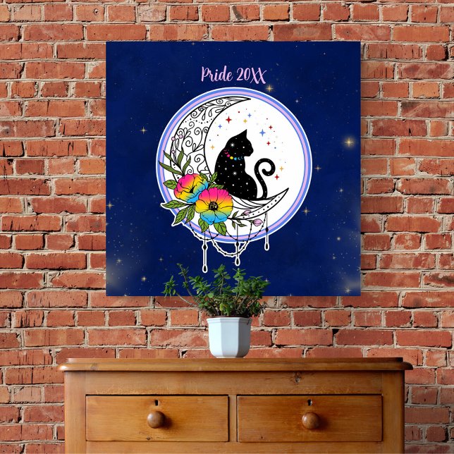 Affiche Chat galaxy et fleurs dans les couleurs du drapeau (Créateur téléchargé)