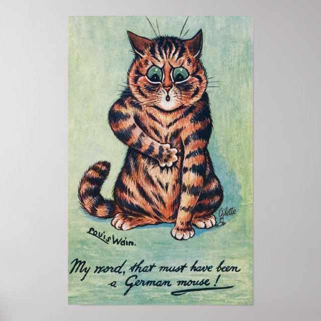 Affiche Chat Ginger, Louis Wain (Devant)