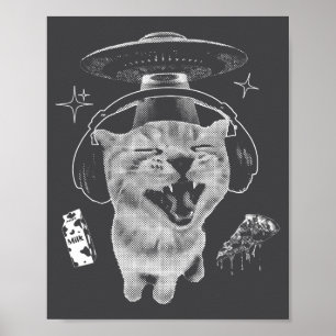 Affiche Chat Gnarp Mème Drôle de Chat Alien Cerveau Pourri