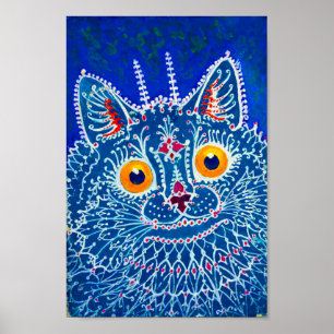 Affiche Chat gothique bleu