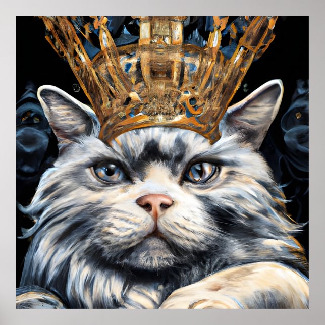 Affiche Chat gris dans une couronne (Devant)