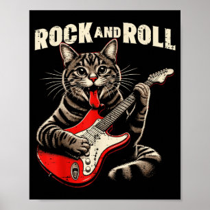 Affiche Chat Guitare Électrique Rock And Roll Rocker Chat