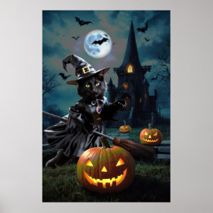 Affiche Chat Halloween mâché