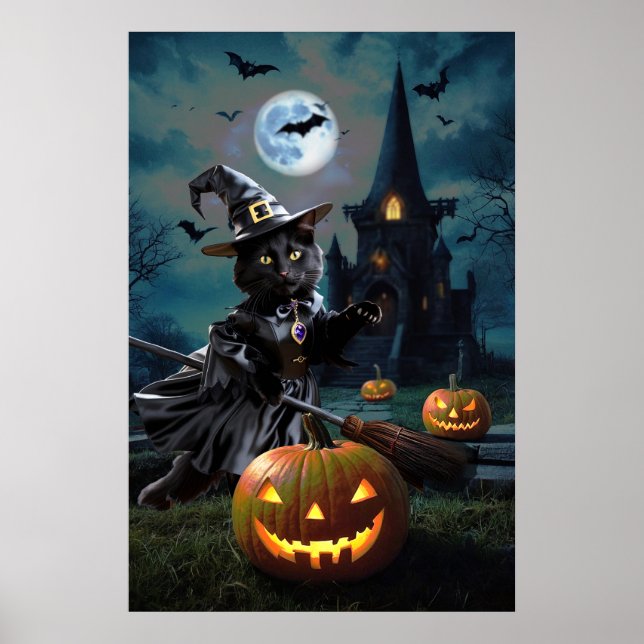 Affiche Chat Halloween mâché (Devant)