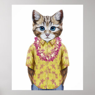 Affiche Chat hawaïen de Kitty