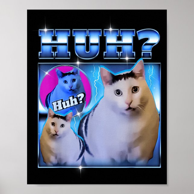 Affiche Chat Heiné Chat Drôle Mème Chat Étrange Bootleg  (Devant)