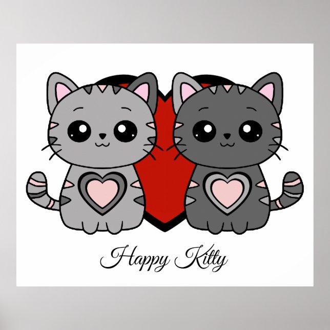 Affiche Chat Heureux 1 (Devant)