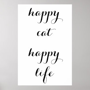 Affiche Chat heureux, Vie heureuse
