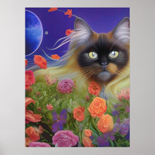 Affiche Chat himalayen dans le jardin