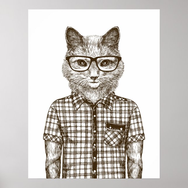 Affiche Chat Hipster (Devant)