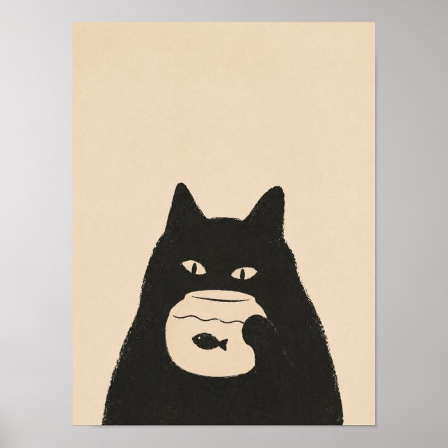 Affiche chat humeur poisson boule (Devant)