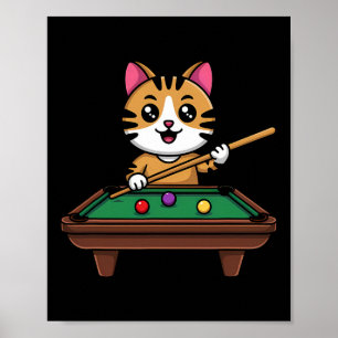 Affiche Chat Intelligent Jouer Des Billiards Drôle Humoris