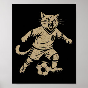 Affiche Chat Jouant au Football