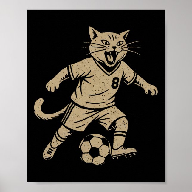 Affiche Chat Jouant au Football  (Devant)