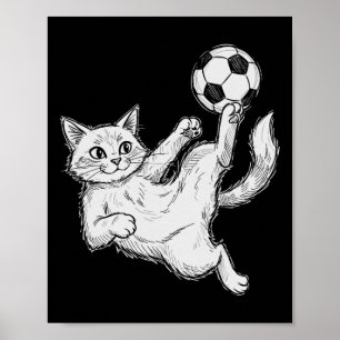 Affiche Chat Jouant Au Football, Enfants Et Garçons Footba