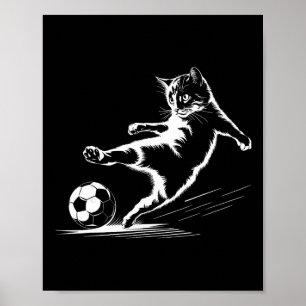 Affiche Chat jouant au football graphique chat sports drôl