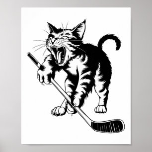 Affiche Chat jouant au hockey sur glace _1 
