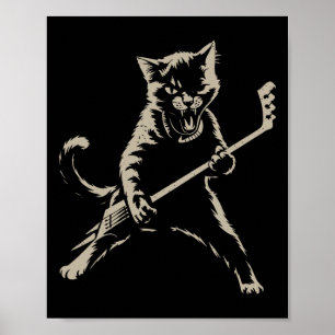 Affiche Chat jouant au hockey sur glace Chat drôle jouant