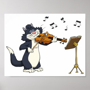 Affiche Chat Jouant Au Violon
