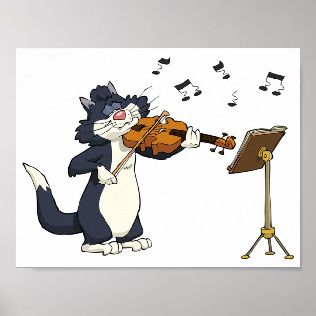 Affiche Chat Jouant Au Violon (Devant)