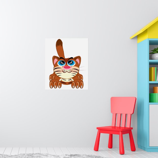 Affiche Chat jouant avec Big Blue yeux amusant Whimsical K (Créateur téléchargé)