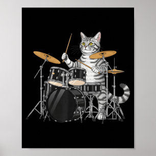 Affiche Chat jouant de la batterie batterie batterie batte