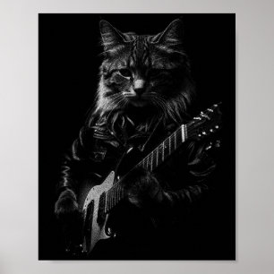 Affiche Chat Jouant Guitare Rock Star Rock And Roll Hommes