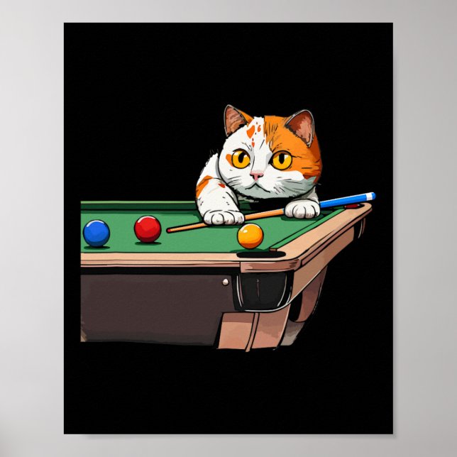 Affiche Chat Jouer Billard De Piscine Dans Le Salon Cool F (Devant)