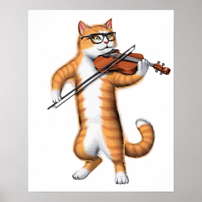Affiche Chat Jouer du violon (Devant)