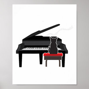 Affiche Chat Jouer Piano Musique Amant Drôle T Chemise