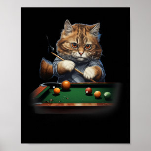 Affiche Chat Jouer Pool Billard Cool Drôle Chats