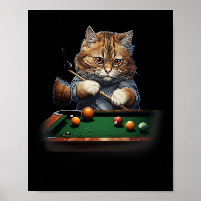 Affiche Chat Jouer Pool Billard Cool Drôle Chats (Devant)