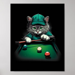 Affiche Chat Jouer Pool Billard Cool Drôle Chats