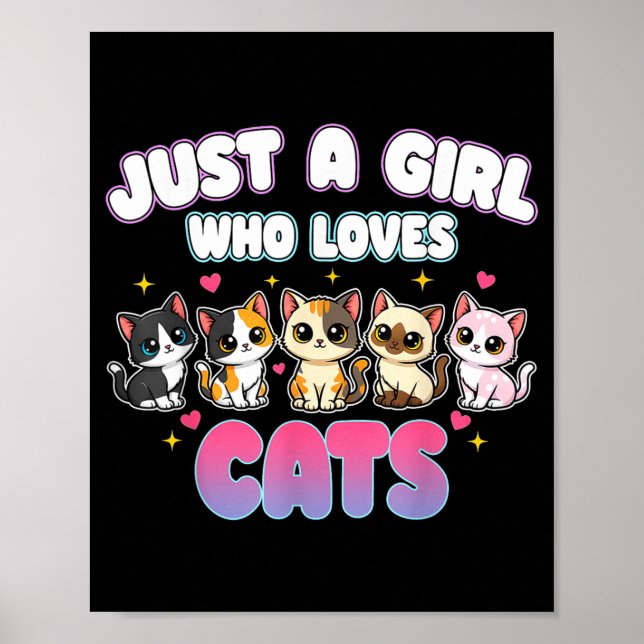 Affiche Chat Juste Une Fille Qui Aime Les Chats  (Devant)