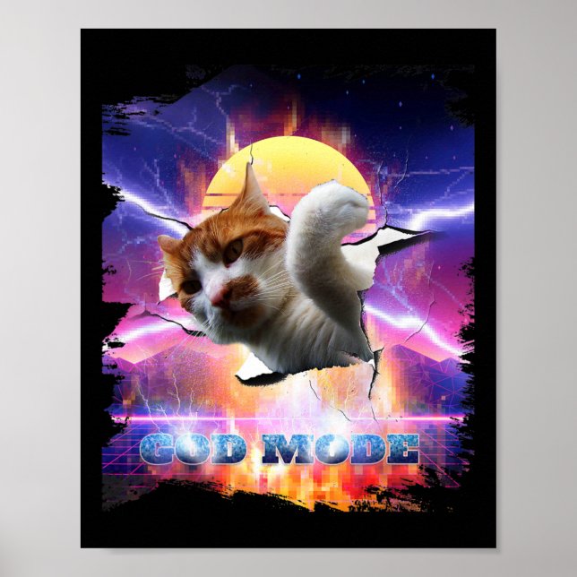 Affiche Chat Kitty a fissuré le mur de jeu du mode dieu du (Devant)