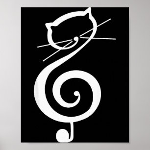 Affiche Chat Kitty Clé de Sol Musique Chats Drôles Notes d