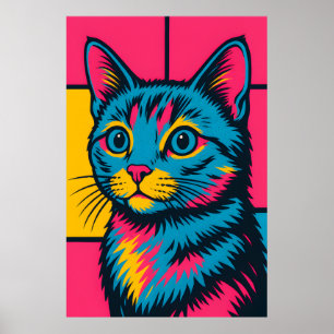Affiche Chat Kitty Pop Art Rétro