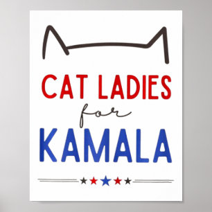 Affiche Chat Ladies For Kamala Funny Amoureux des chats