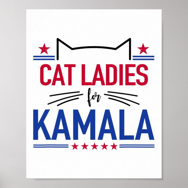 Affiche Chat Ladies For Kamala Funny Chat 2024 Président K (Devant)