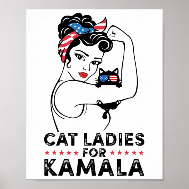 Affiche Chat Ladies For Kamala Harris For President 2024 E (Devant)