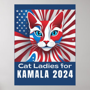 Affiche Chat Ladies for Kamala Harris Président 2024 Poste