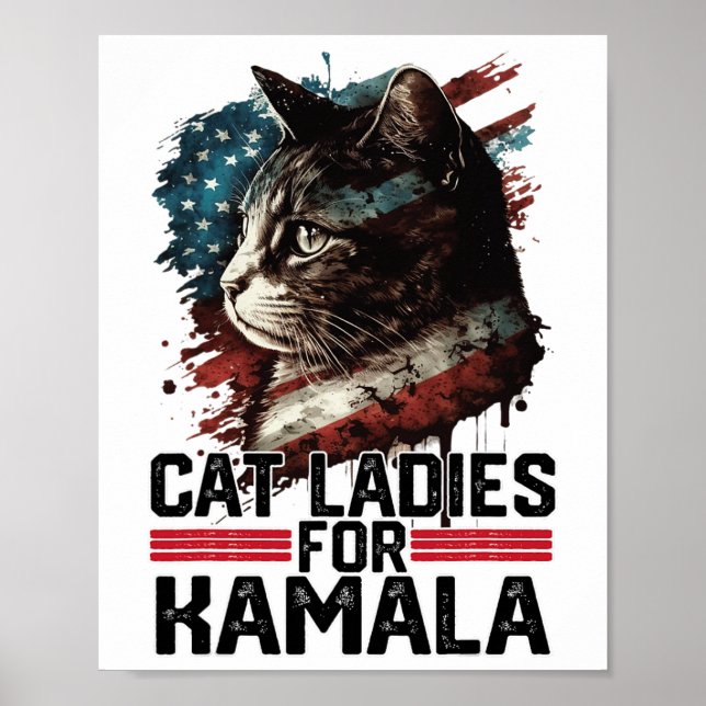 Affiche Chat Ladies Pour Kamala Harris Funny Chat 2 (Devant)